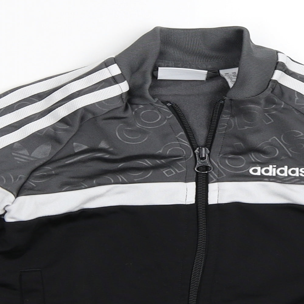 adidas Boys Black   Full Zip Sweatshirt Size 4-5 Years