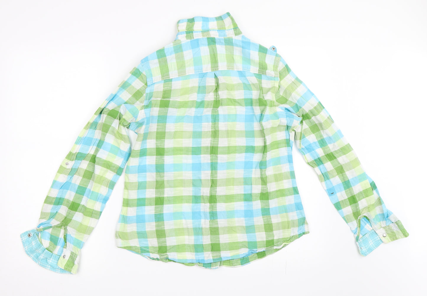 Marks and Spencer Womens Green Check  Basic Button-Up Size 14