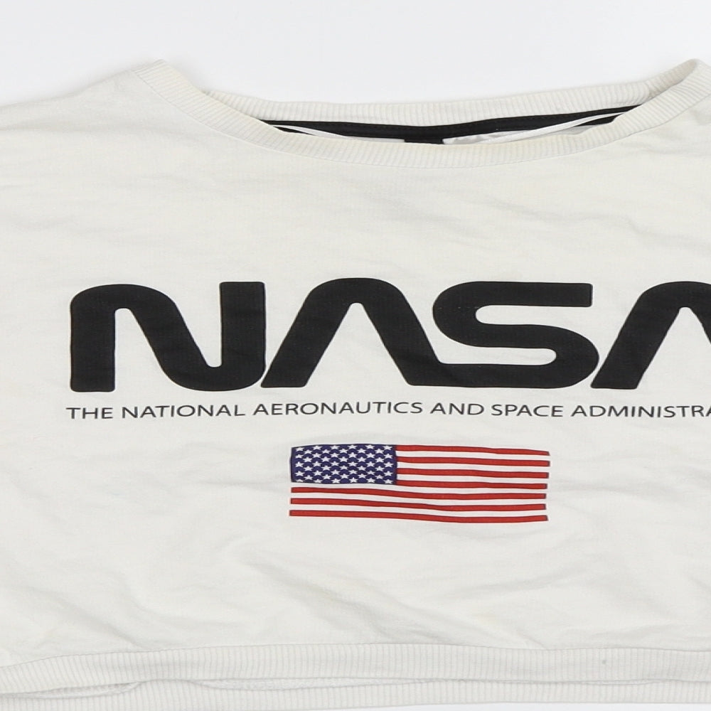 H&M Womens Ivory   Pullover Sweatshirt Size M  - Nasa