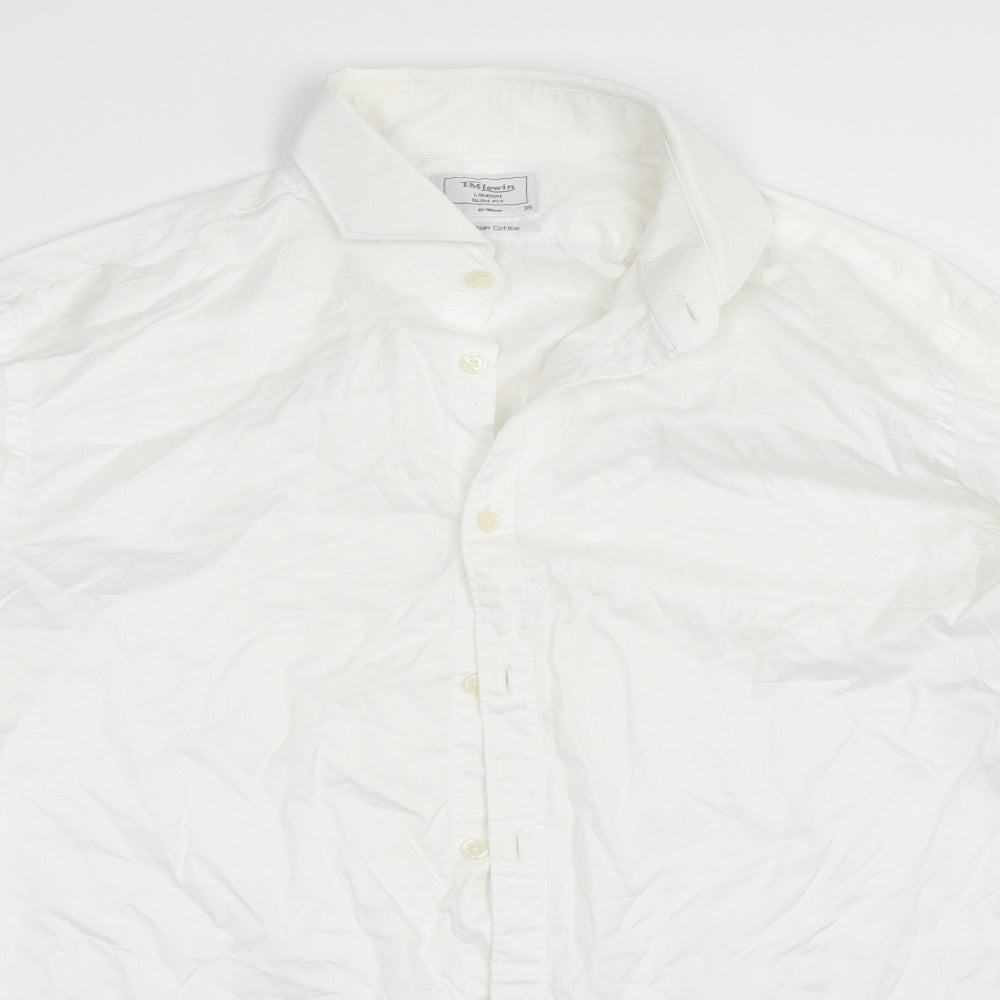 T.M.Lewin Mens White    Button-Up Size 16