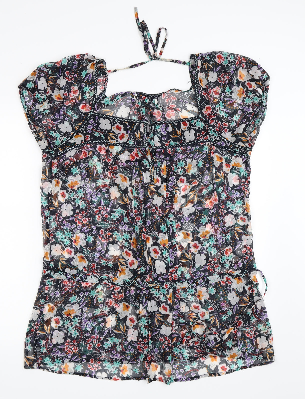Debenhams Womens Black Floral  Basic Blouse Size 16