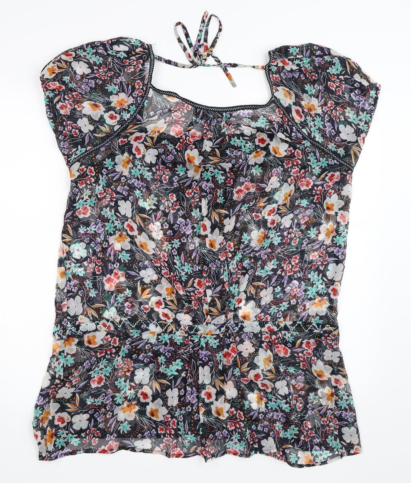 Debenhams Womens Black Floral  Basic Blouse Size 16