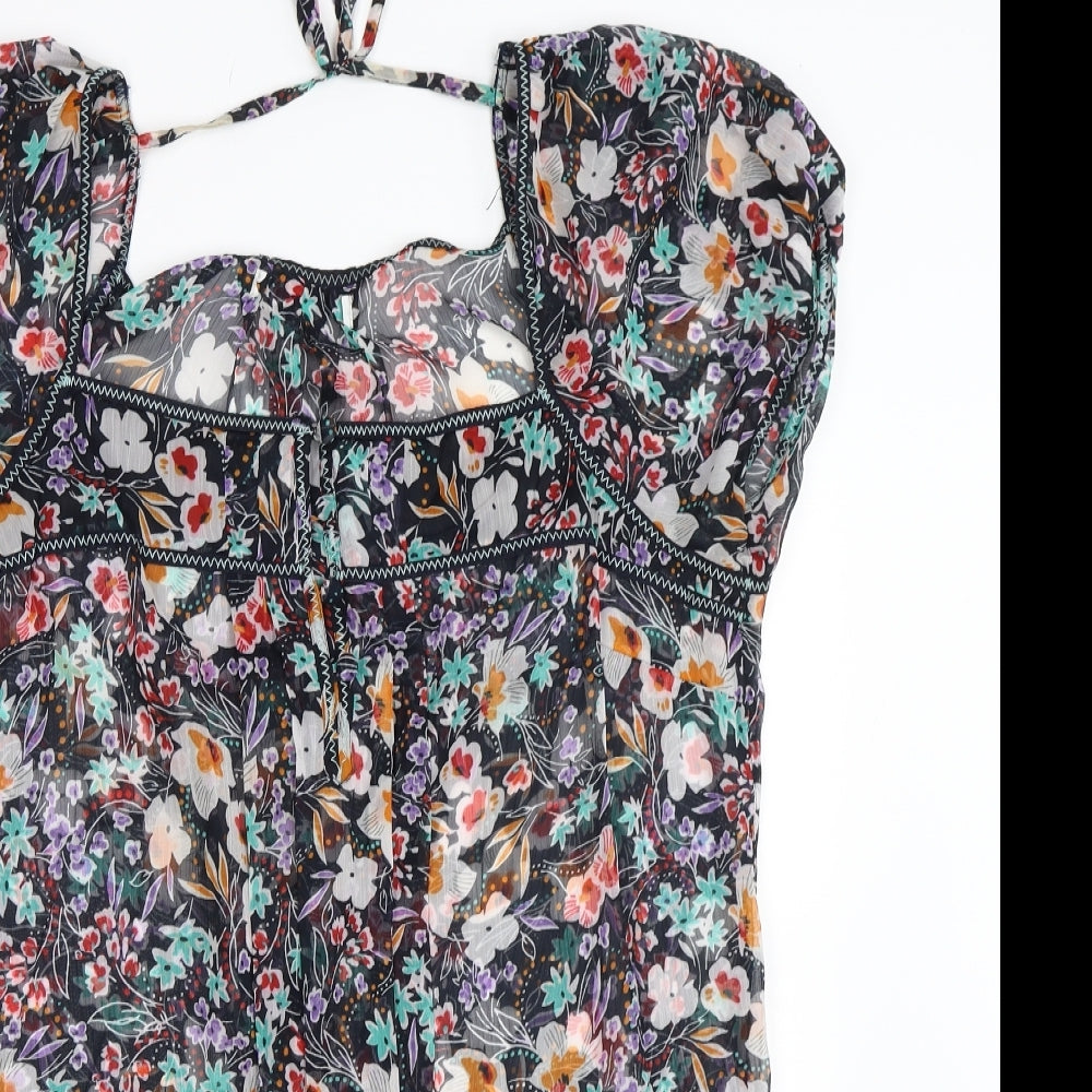 Debenhams Womens Black Floral  Basic Blouse Size 16