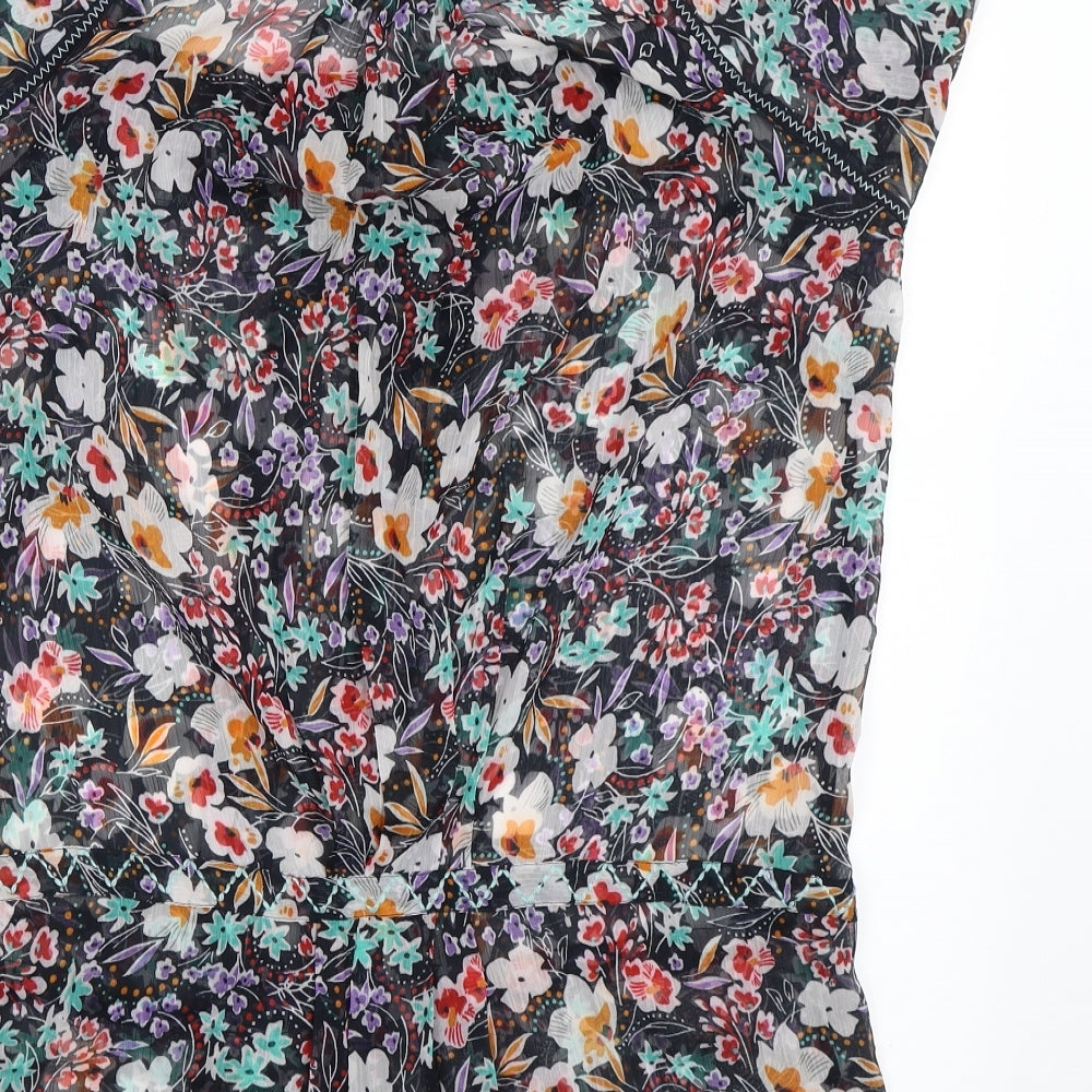 Debenhams Womens Black Floral  Basic Blouse Size 16
