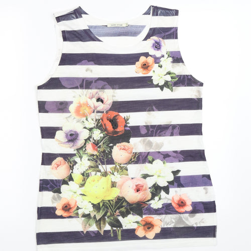 River Island Womens White Striped  Basic Tank Size 10