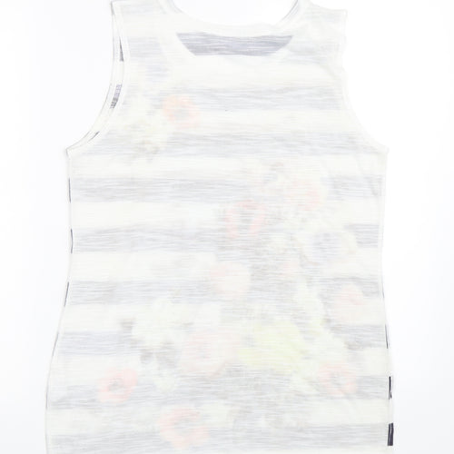 River Island Womens White Striped  Basic Tank Size 10