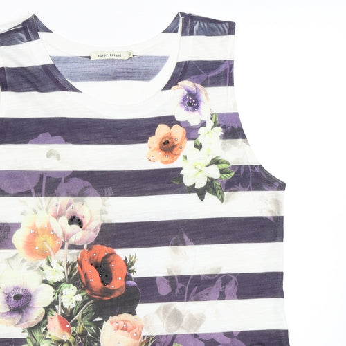 River Island Womens White Striped  Basic Tank Size 10