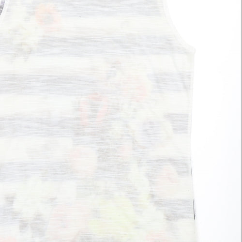 River Island Womens White Striped  Basic Tank Size 10