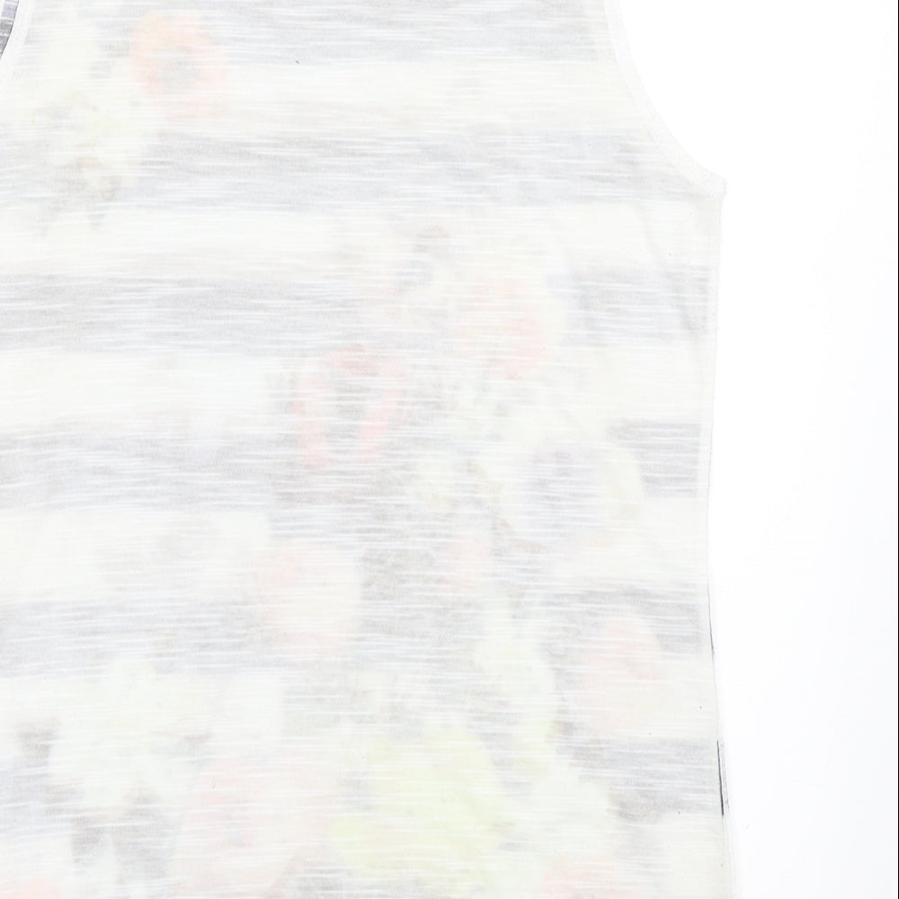 River Island Womens White Striped  Basic Tank Size 10