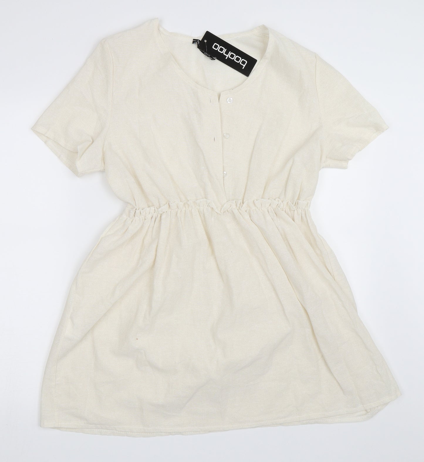 Boohoo Womens Ivory   Skater Dress  Size 12