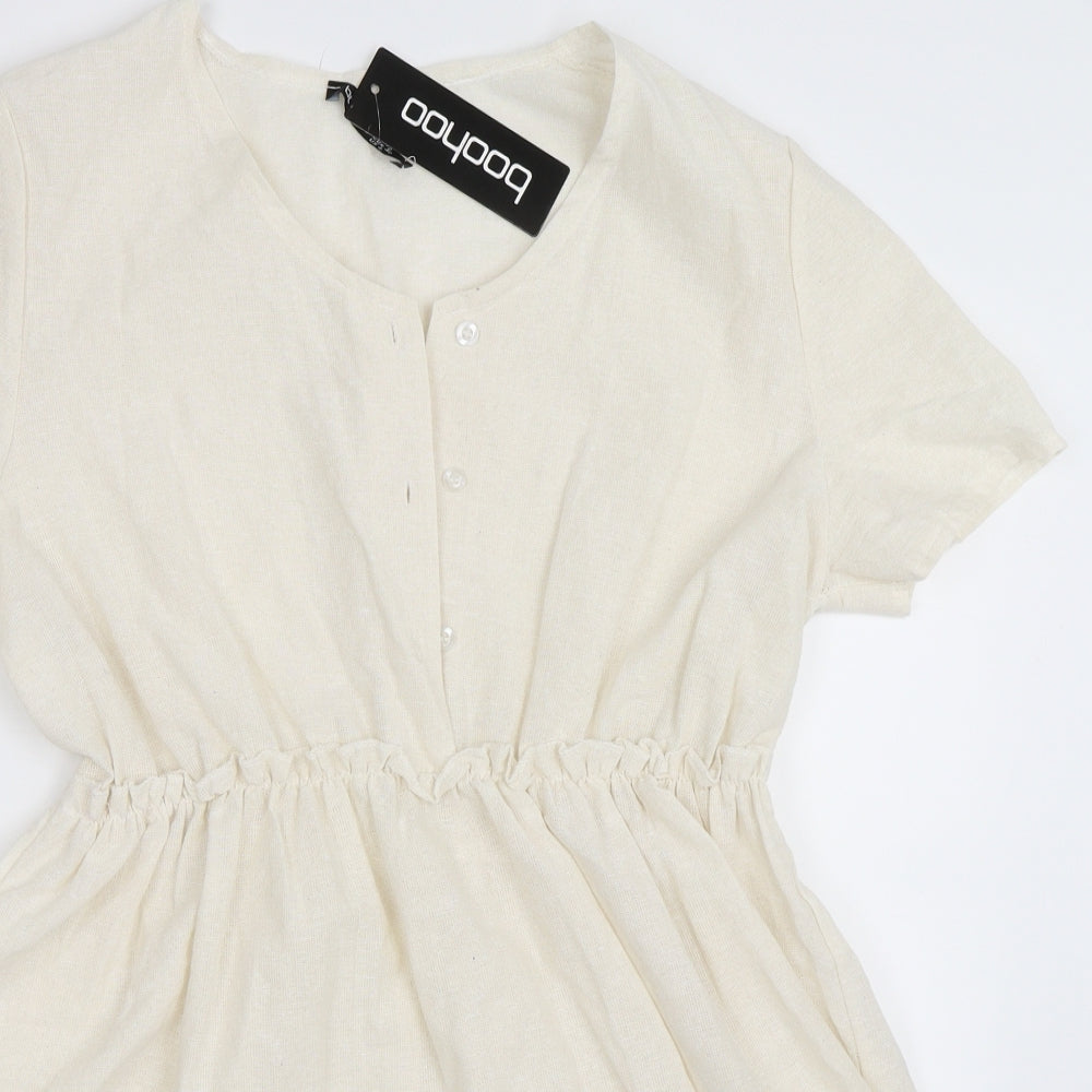 Boohoo Womens Ivory   Skater Dress  Size 12