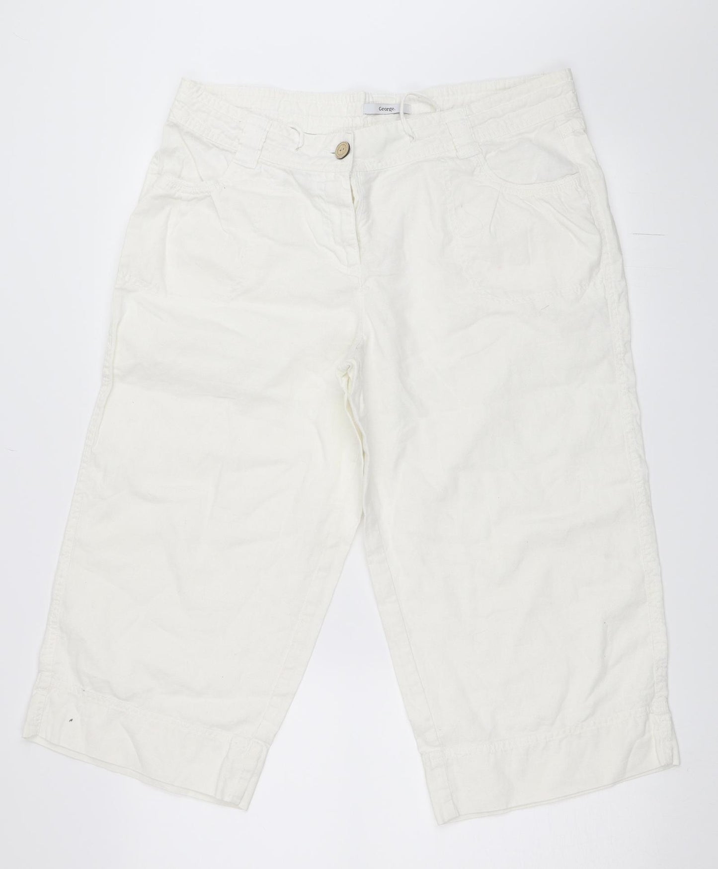 George Womens White   Cropped Trousers Size 16 L20 in