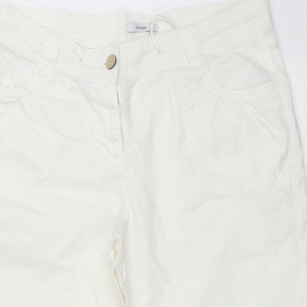 George Womens White   Cropped Trousers Size 16 L20 in