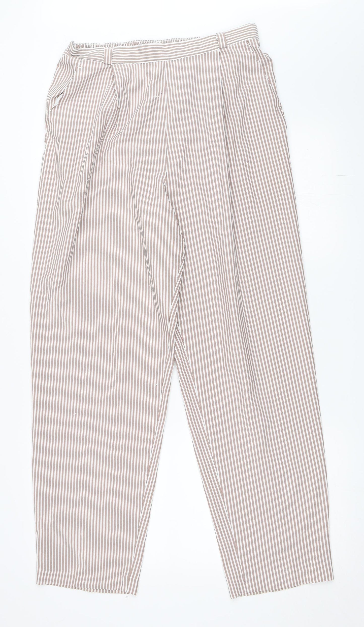 Marks and Spencer Womens Brown Striped  Trousers  Size 16 L29 in