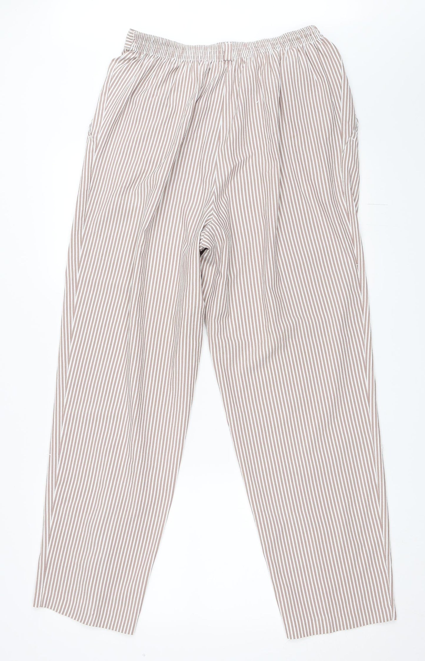 Marks and Spencer Womens Brown Striped  Trousers  Size 16 L29 in