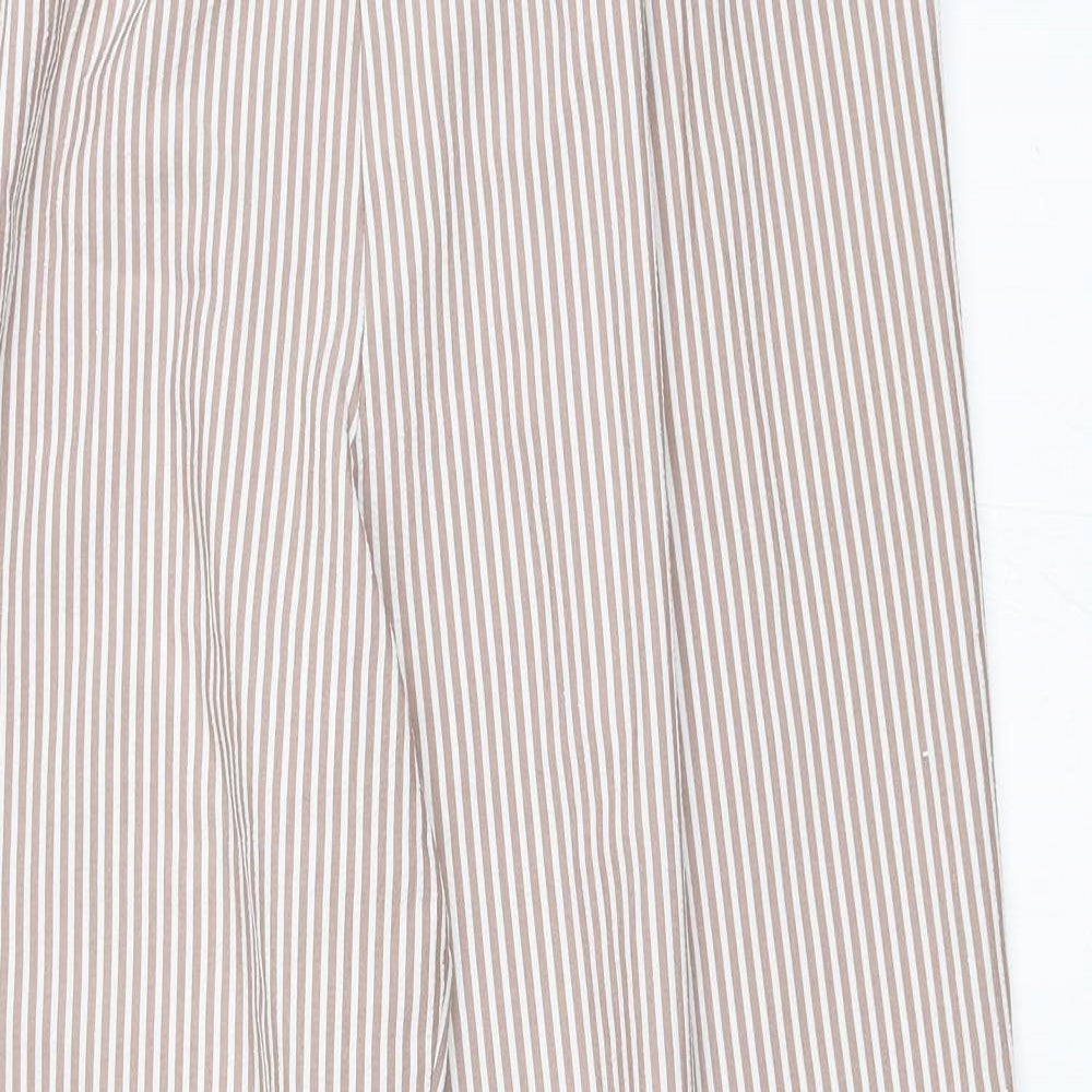 Marks and Spencer Womens Brown Striped  Trousers  Size 16 L29 in