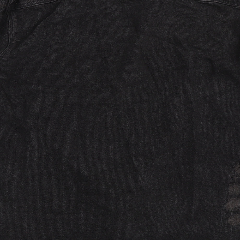 Zara Mens Black  Denim  Button-Up Size XL