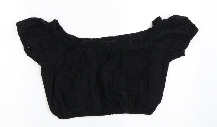 FOREVER 21 Womens Black Cropped Blouse Size M