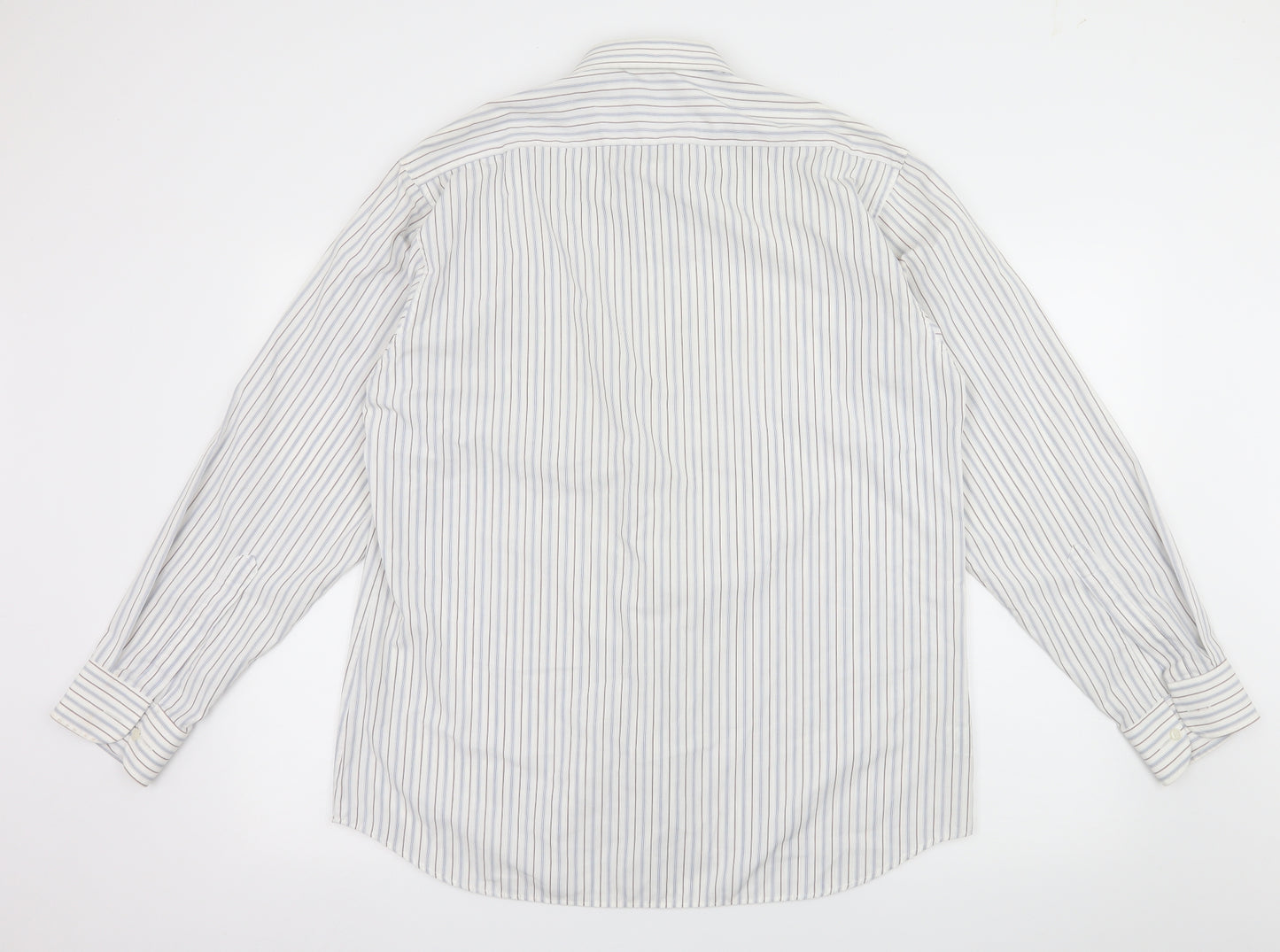 Marks and Spencer Mens White Striped   Button-Up Size 16