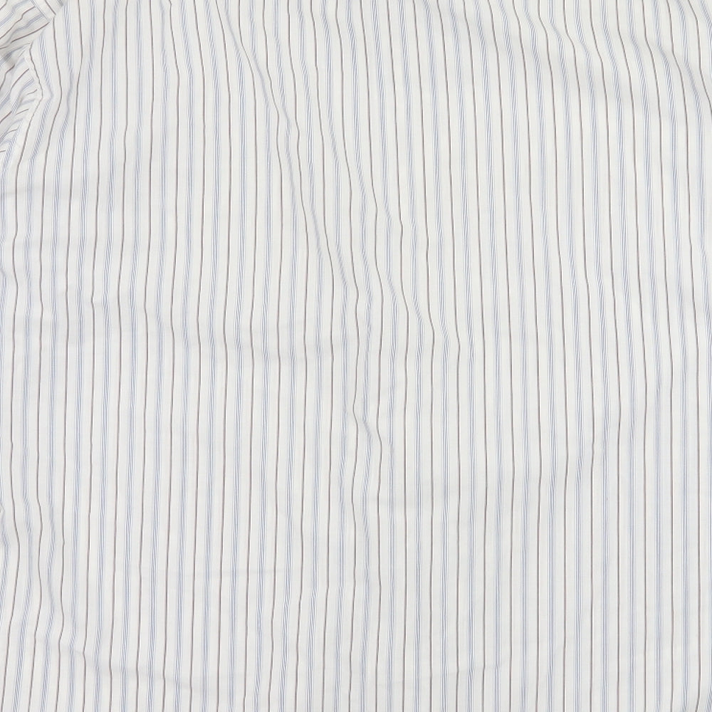 Marks and Spencer Mens White Striped   Button-Up Size 16