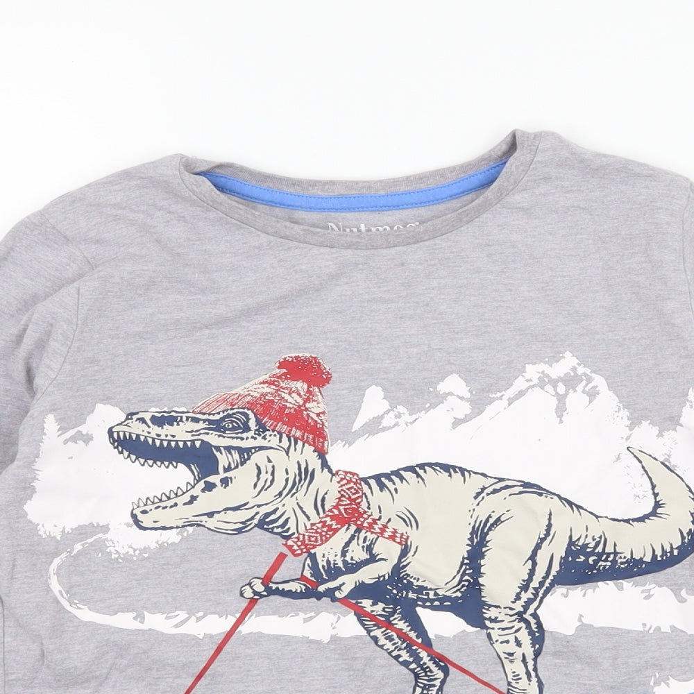 Nutmeg Boys Grey  Jersey Basic T-Shirt Size 7-8 Years  - Ski Rex
