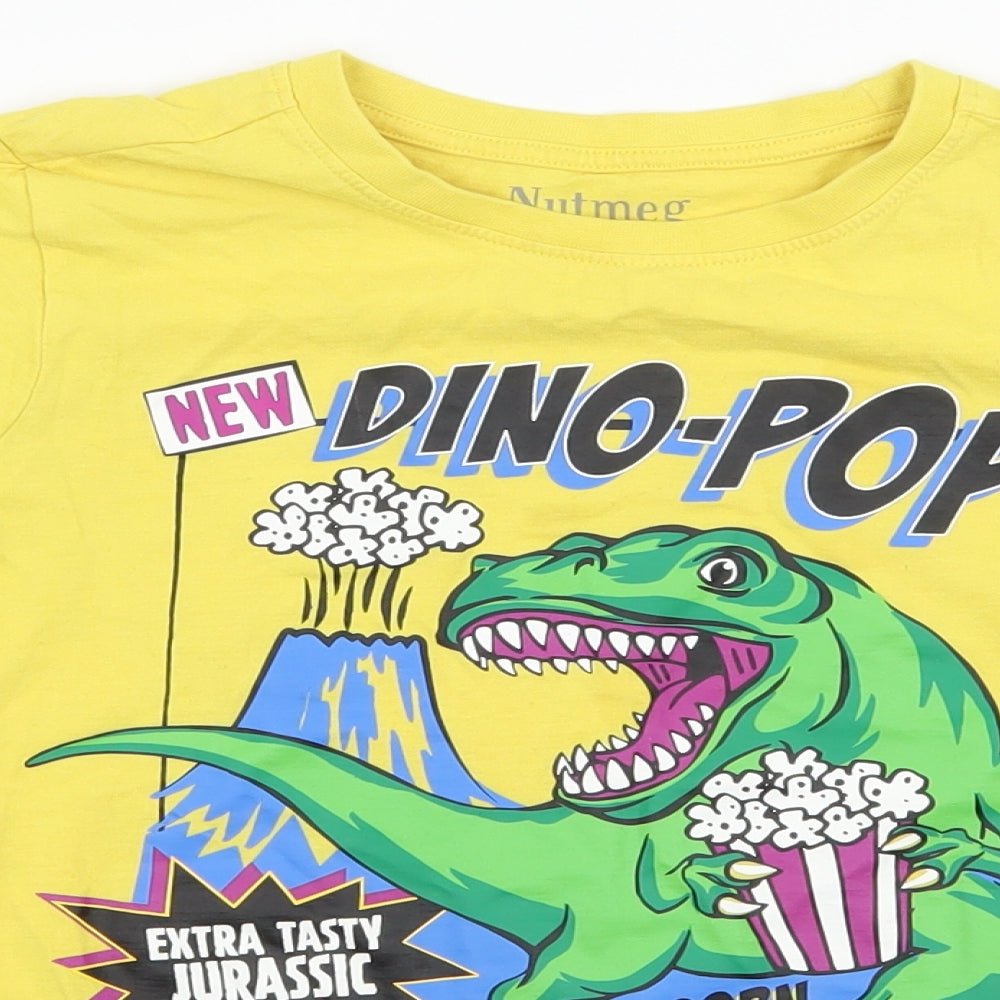 Nutmeg Boys Yellow  Jersey Basic T-Shirt Size 7-8 Years  - Popcorn T-Rex