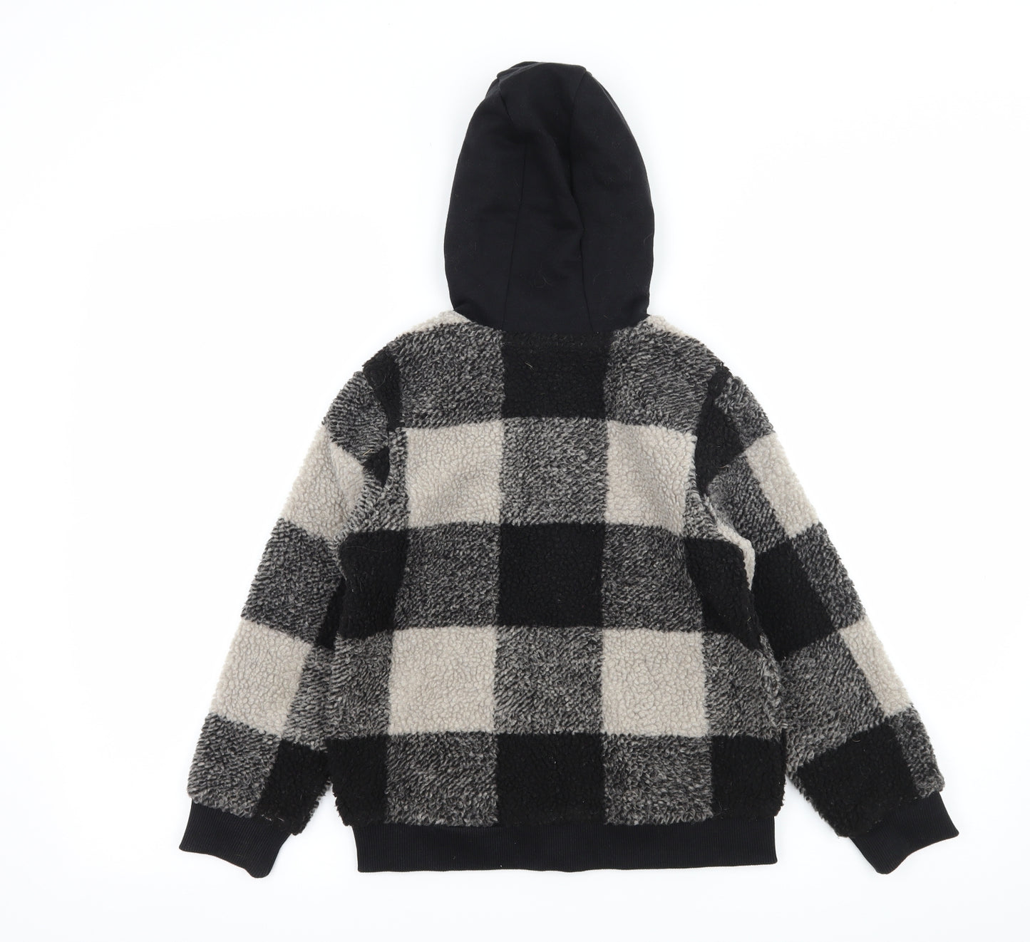 Nutmeg Boys Black Check Fleece Full Zip Hoodie Size 7-8 Years