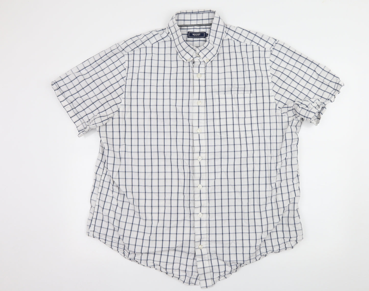 Maine Mens White Check   Button-Up Size 2XL