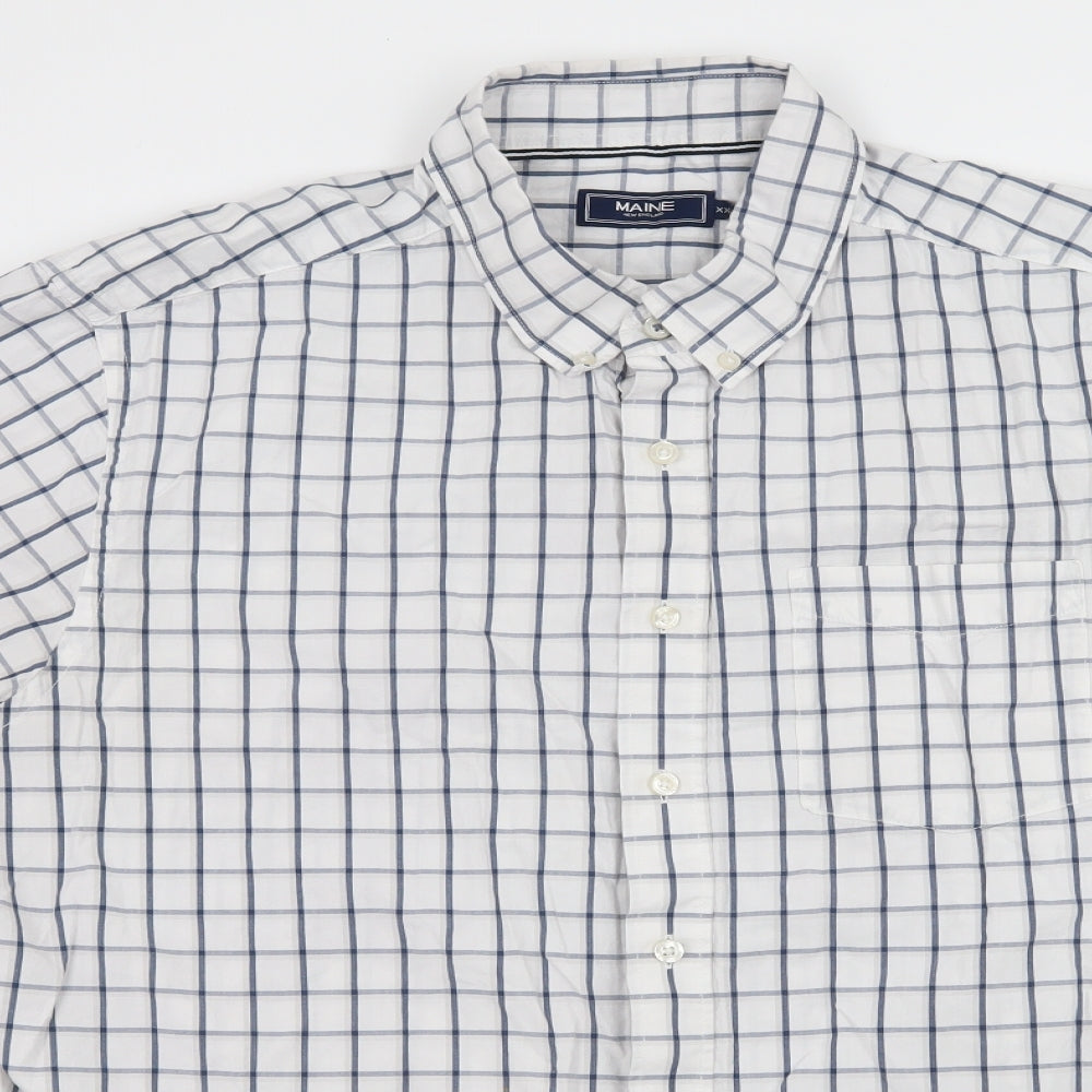 Maine Mens White Check   Button-Up Size 2XL