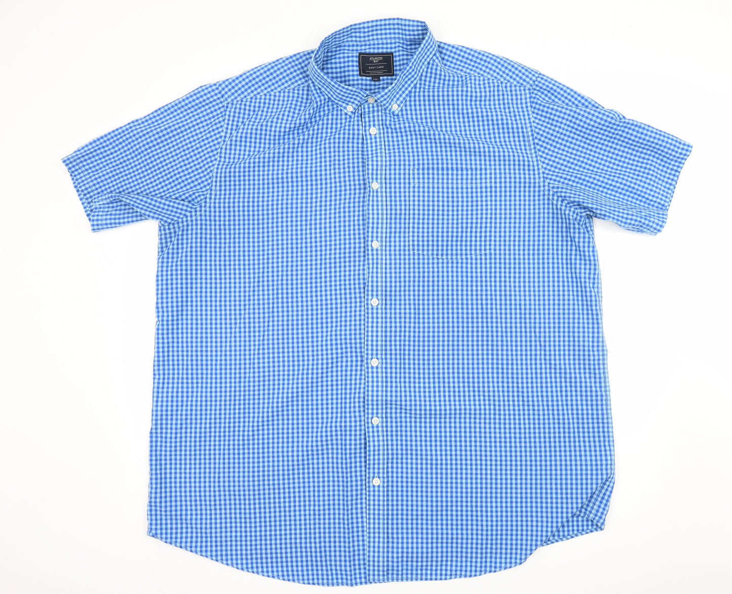 BHS Mens Blue Check   Button-Up Size 2XL