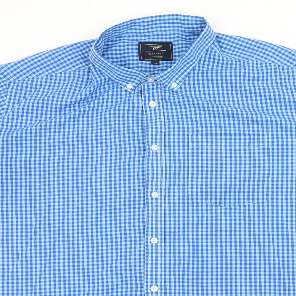 BHS Mens Blue Check   Button-Up Size 2XL