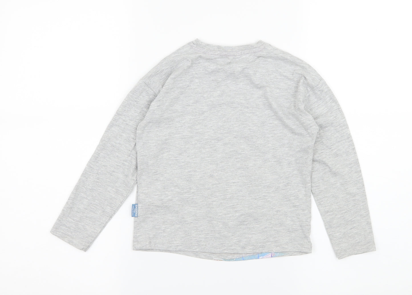 Marks and Spencer Girls Grey  Jersey Basic T-Shirt Size 5-6 Years  - Elsa Frozen