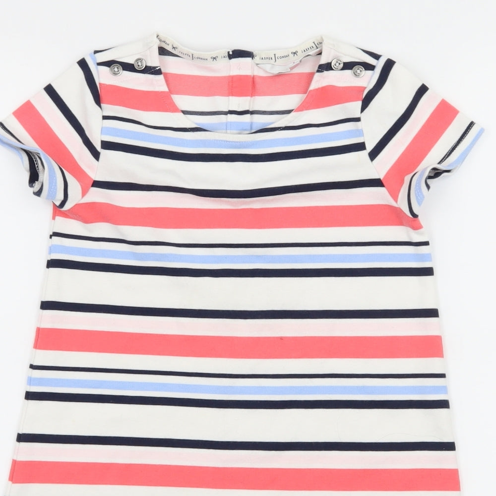 Jasper Conran Girls White Striped Jersey T-Shirt Dress  Size 6-7 Years