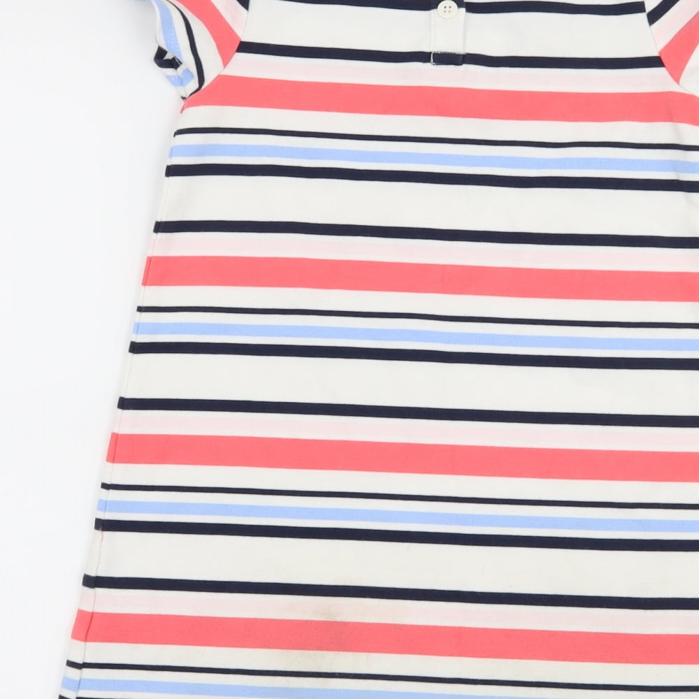 Jasper Conran Girls White Striped Jersey T-Shirt Dress  Size 6-7 Years