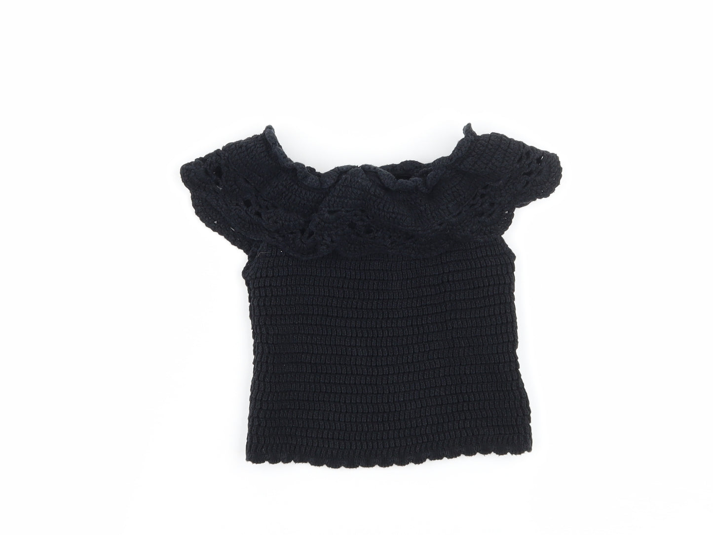 River Island Girls Black  Knit Basic T-Shirt Size 5-6 Years