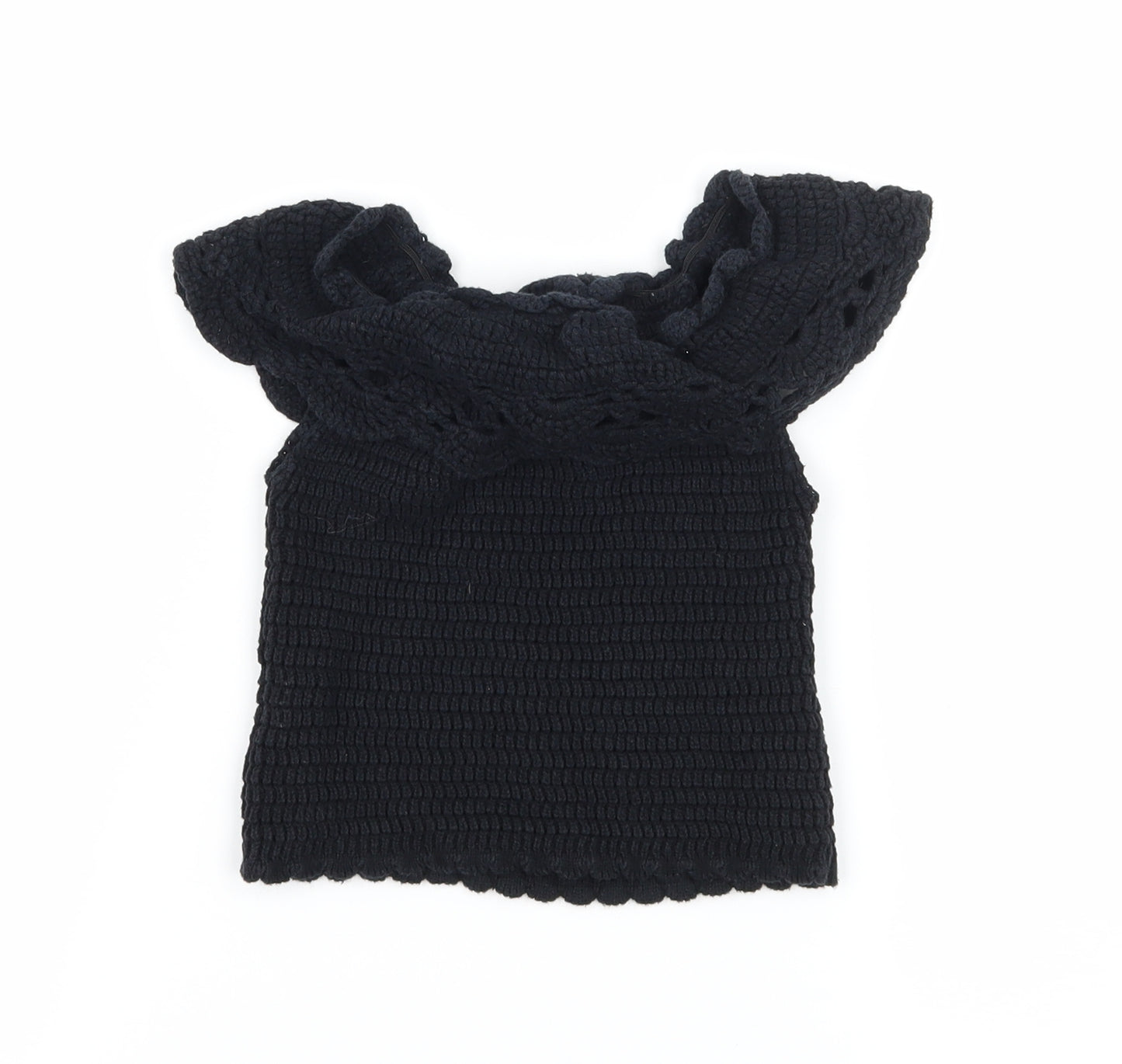River Island Girls Black  Knit Basic T-Shirt Size 5-6 Years