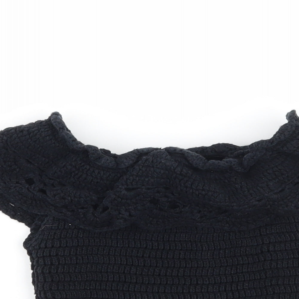 River Island Girls Black  Knit Basic T-Shirt Size 5-6 Years