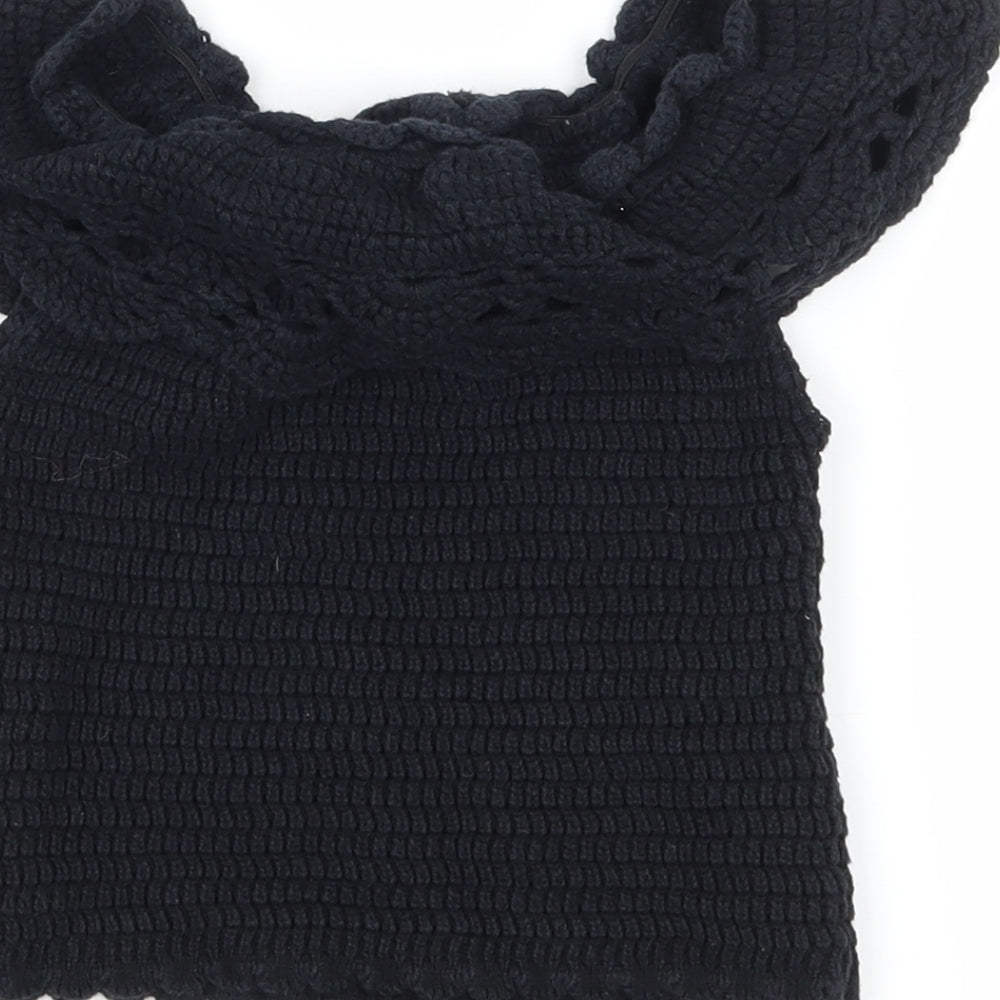 River Island Girls Black  Knit Basic T-Shirt Size 5-6 Years