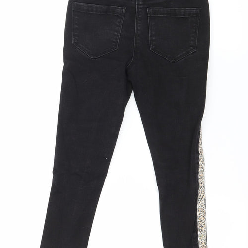Matalan Girls Black Striped Denim Skinny Jeans Size 6 Years