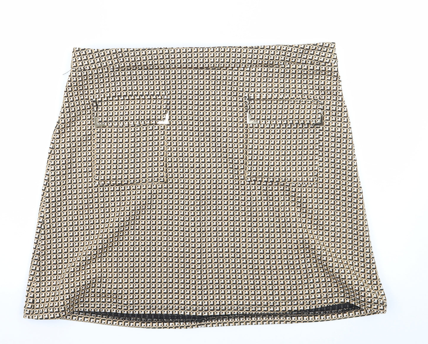 Dorothy Perkins Womens Brown Geometric  A-Line Skirt Size 16