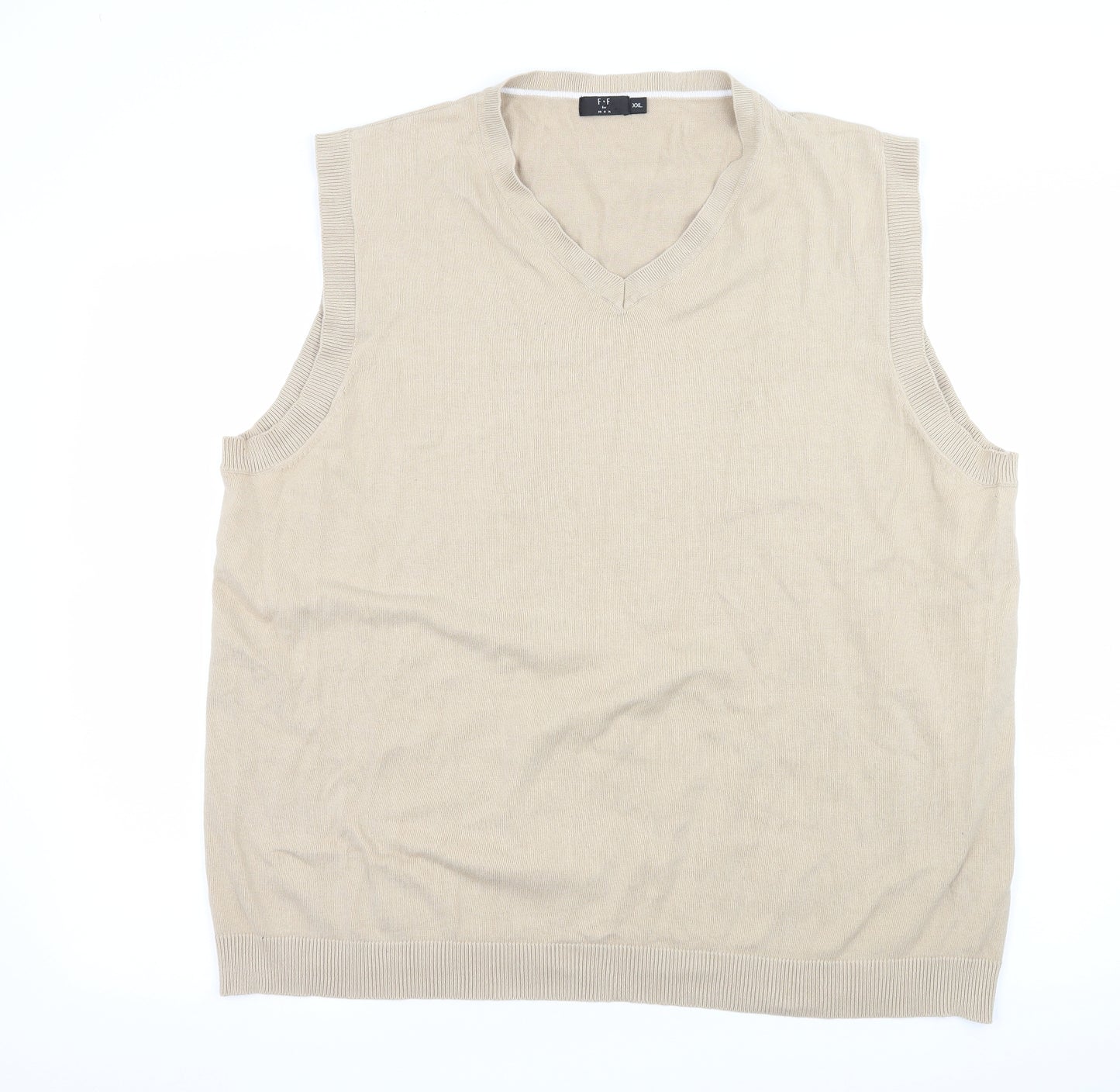 F&F Mens Beige  Knit Pullover Jumper Size 2XL