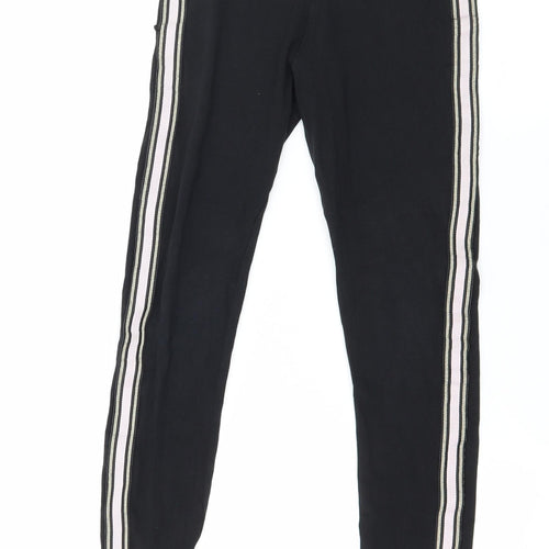 New Look Girls Black Striped Jersey Jegging Trousers Size 9 Years