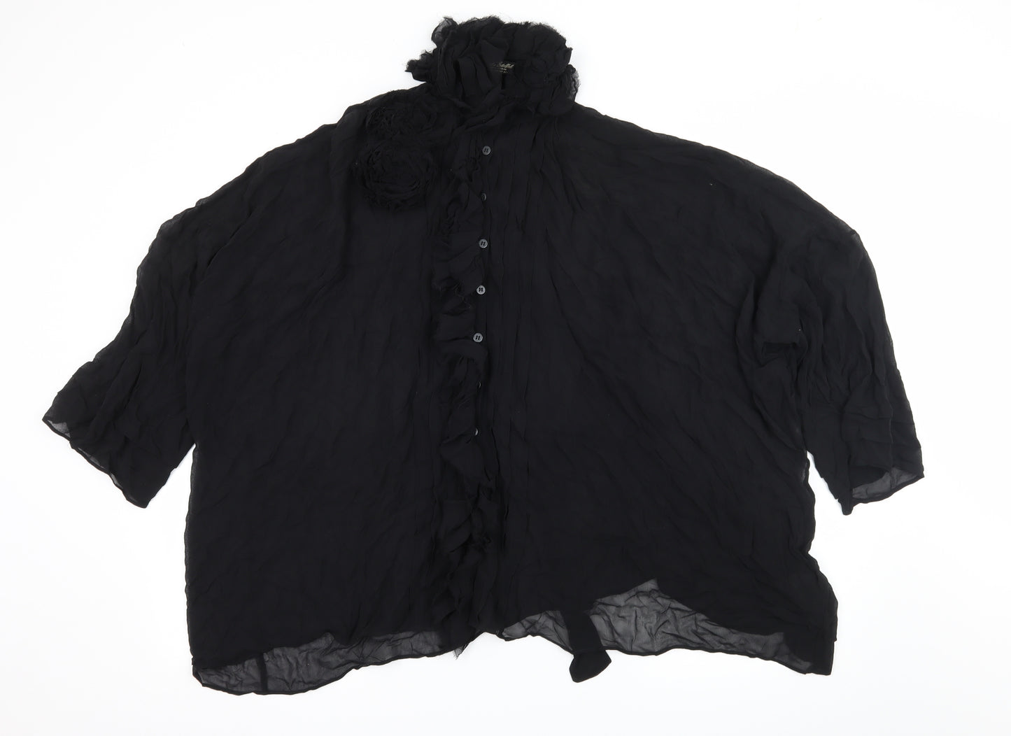AllSaints Womens Black  Chiffon Basic Blouse Size 8