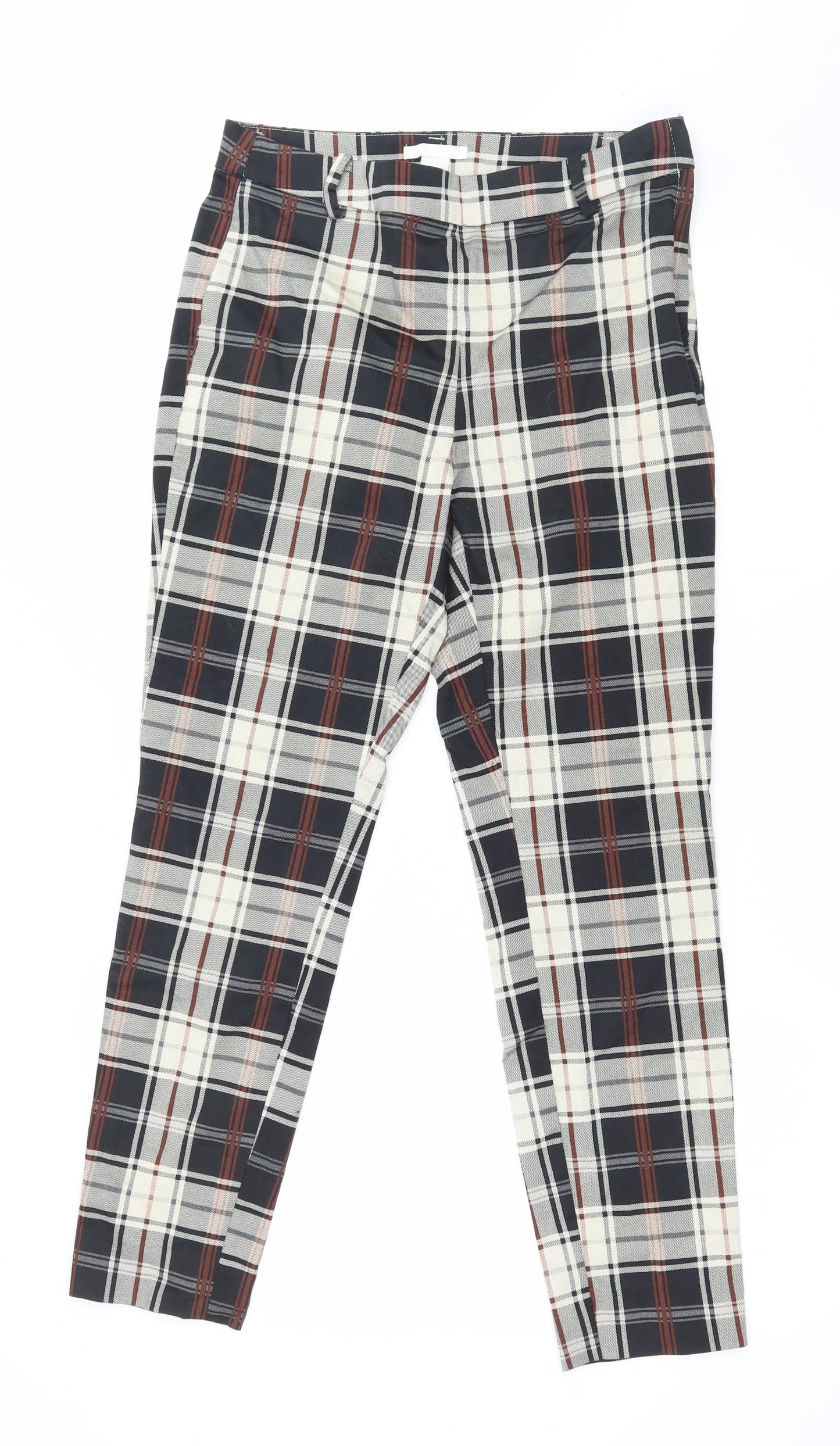 H&M Womens Black Check  Trousers  Size 10 L26 in