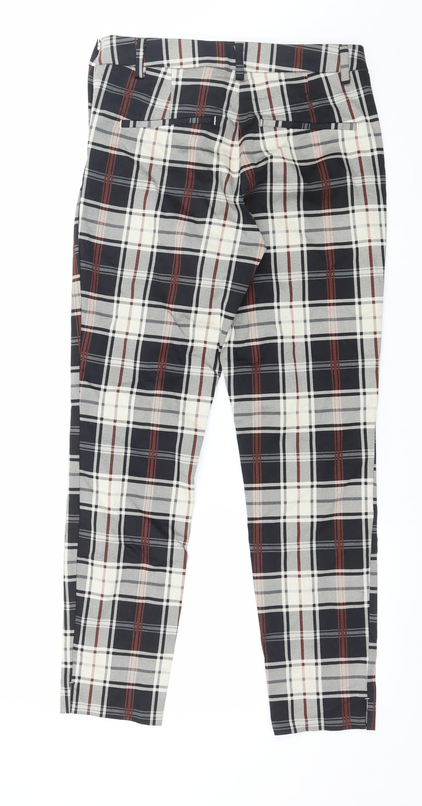 H&M Womens Black Check  Trousers  Size 10 L26 in