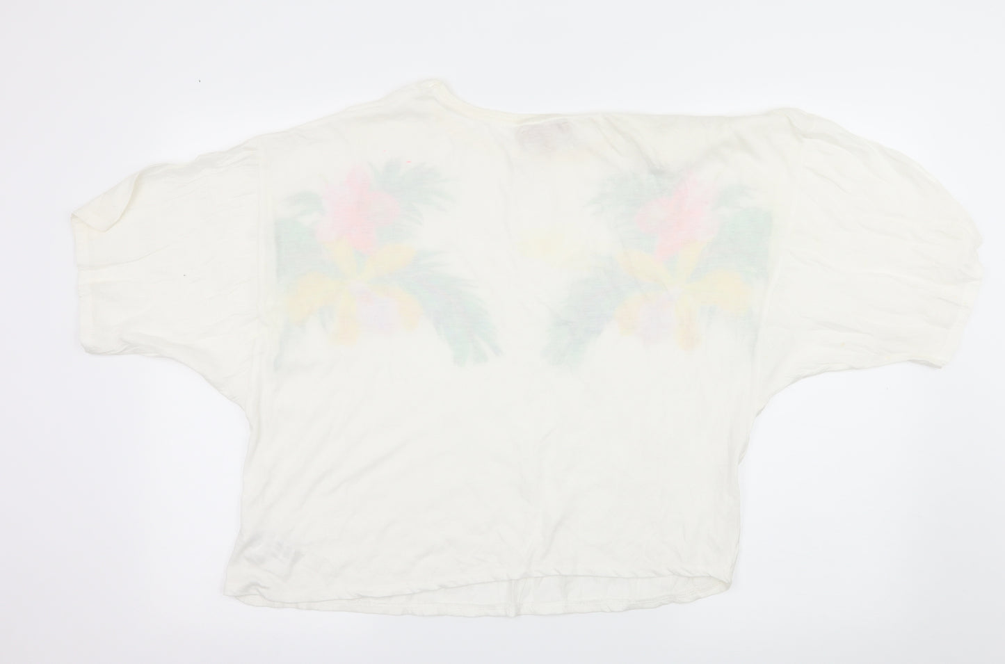 Zara Womens White Floral  Basic T-Shirt Size M