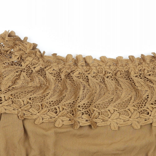 Lztlylzt Womens Brown   Basic Blouse Size M  - Crochet detail