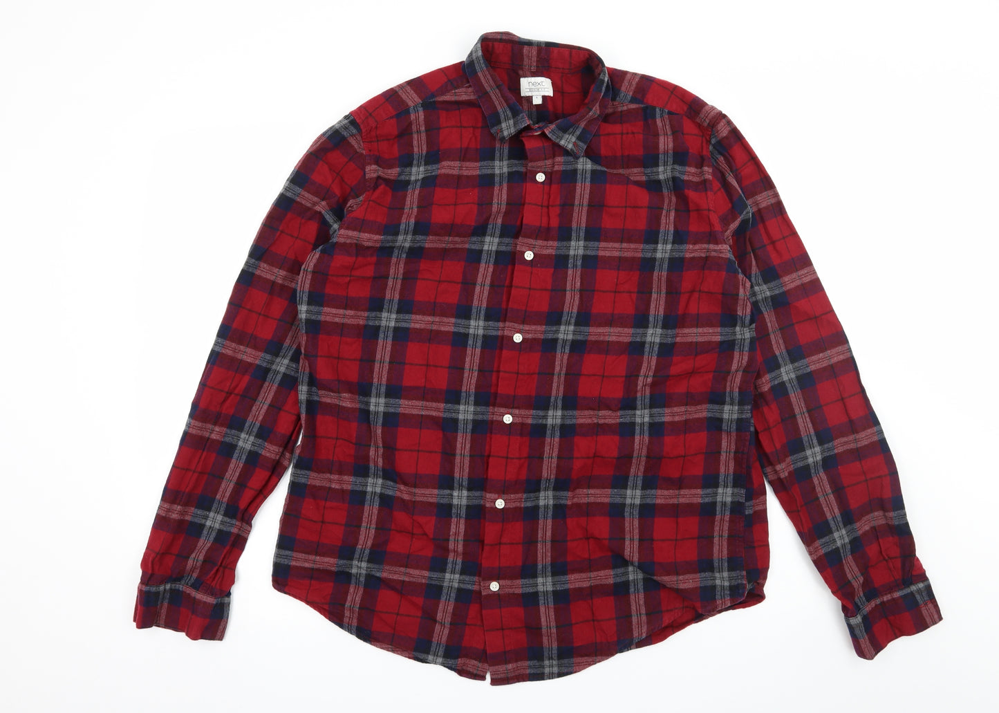 NEXT Mens Red Plaid   Button-Up Size L