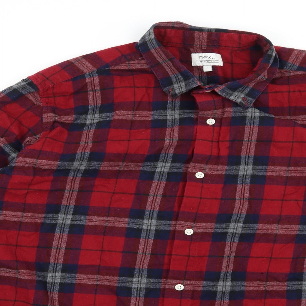 NEXT Mens Red Plaid   Button-Up Size L