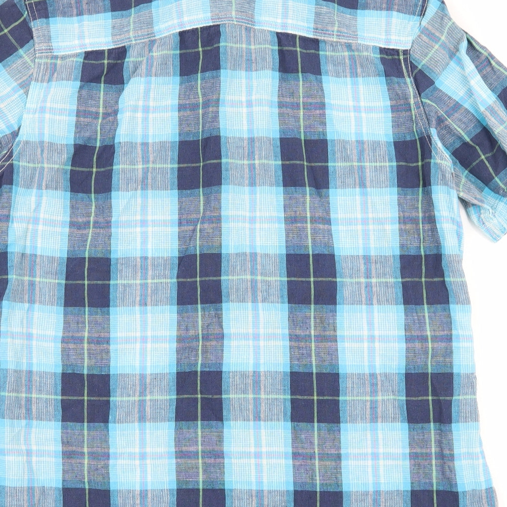 NEXT Mens Blue Plaid   Button-Up Size L